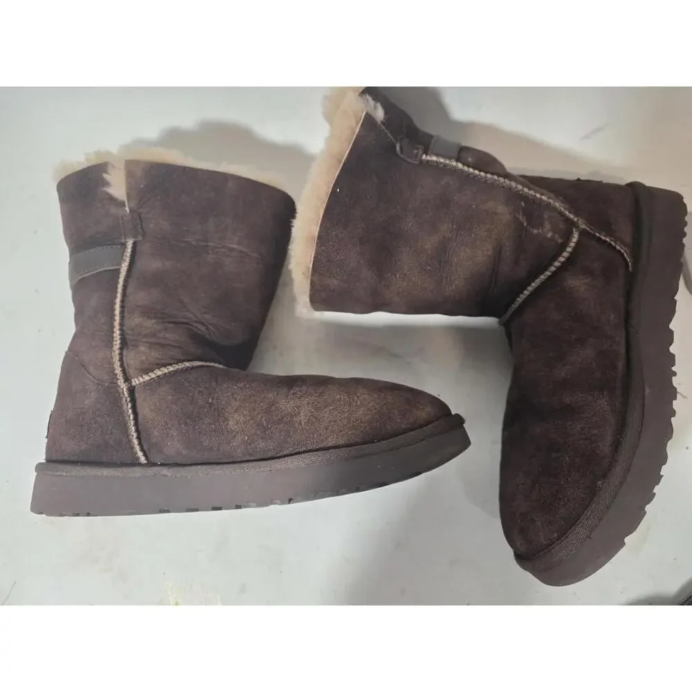 ugg Nash bootie suede brown women's shoes pull on sz 9